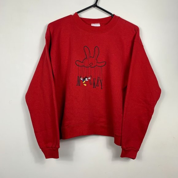 Disneyland Vintage Sweatshirt Mens Size XS Red Mickey Mouse Cotton-Blend - Picture 6 of 7